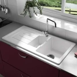 Sanindusa Reno Bowl & 1/2 Ceramic Sink L/H