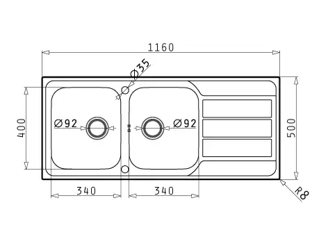 double drainer sink drawing
