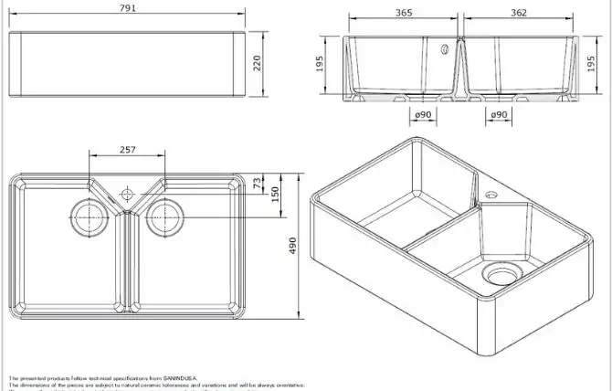Double bowl belfast sink dimensions